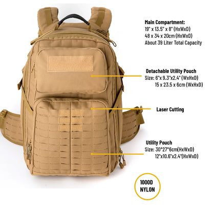 MT Militray Adventure 48H Rucksack MOLLE 2 Army Tactical Assault Pack Men's 2days light backpack for Camping