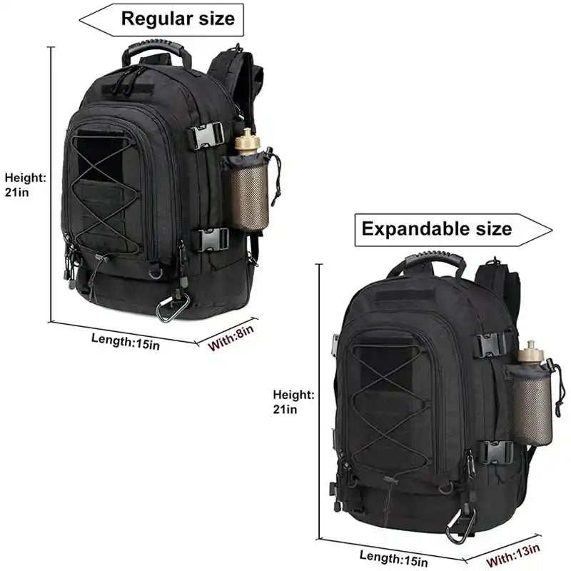 60L Tactical Outdoor Hiking Backpack – Water Resistant Travel & Laptop Bag for Men & Women