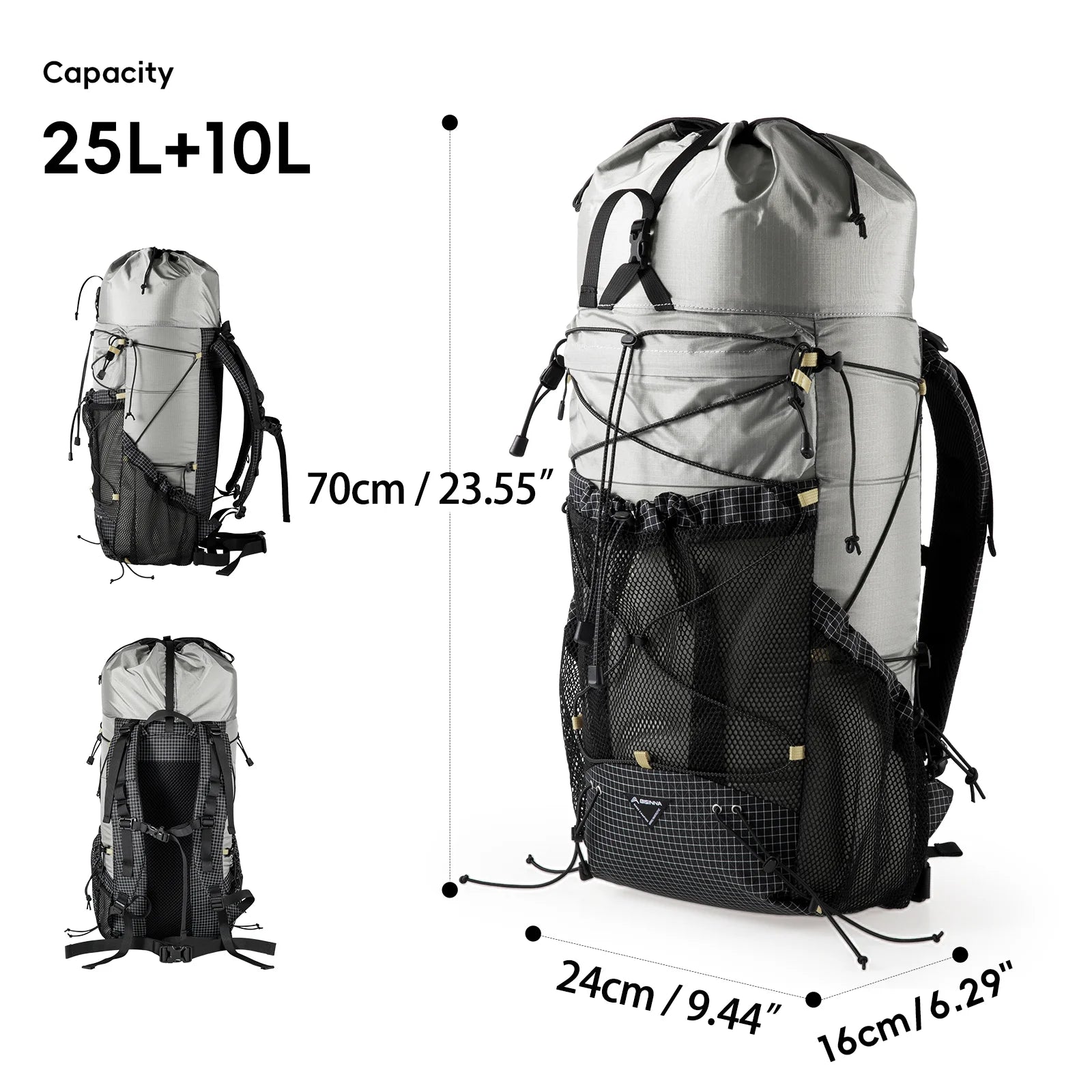 BISINNA Camping Backpack 25+10L