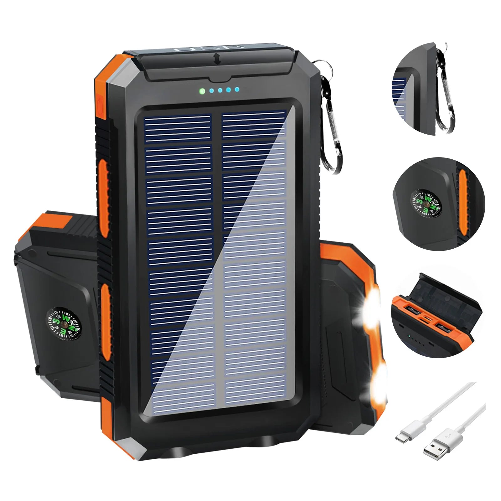 10000mAh Solar Power Bank 4-in-1