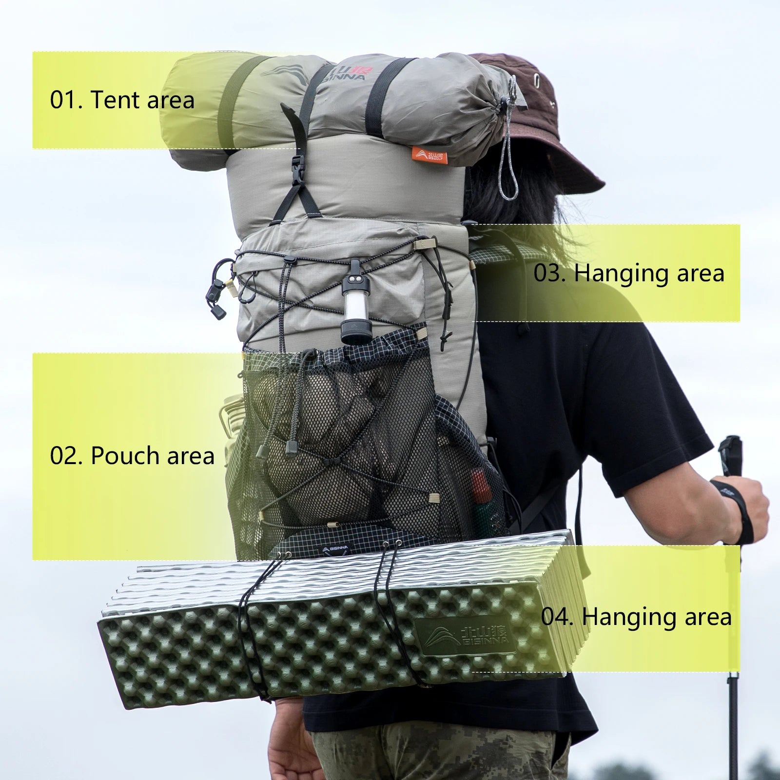 BISINNA Camping Backpack 25+10L