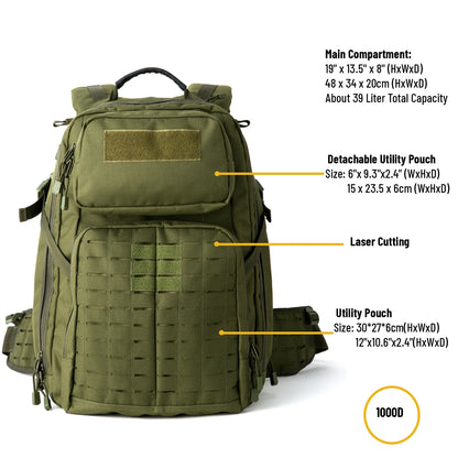 MT Militray Adventure 48H Rucksack MOLLE 2 Army Tactical Assault Pack Men's 2days light backpack for Camping
