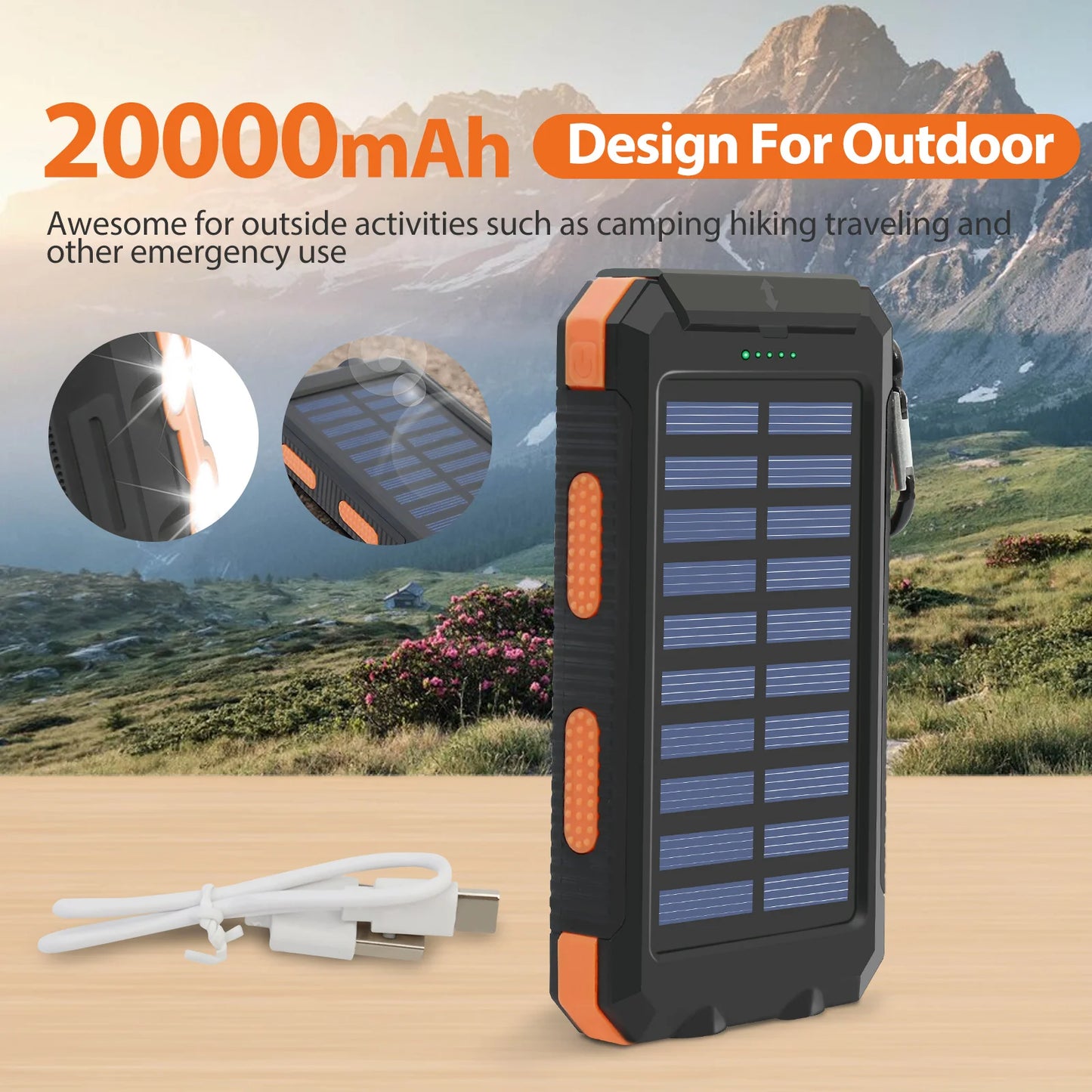 10000mAh Solar Power Bank 4-in-1